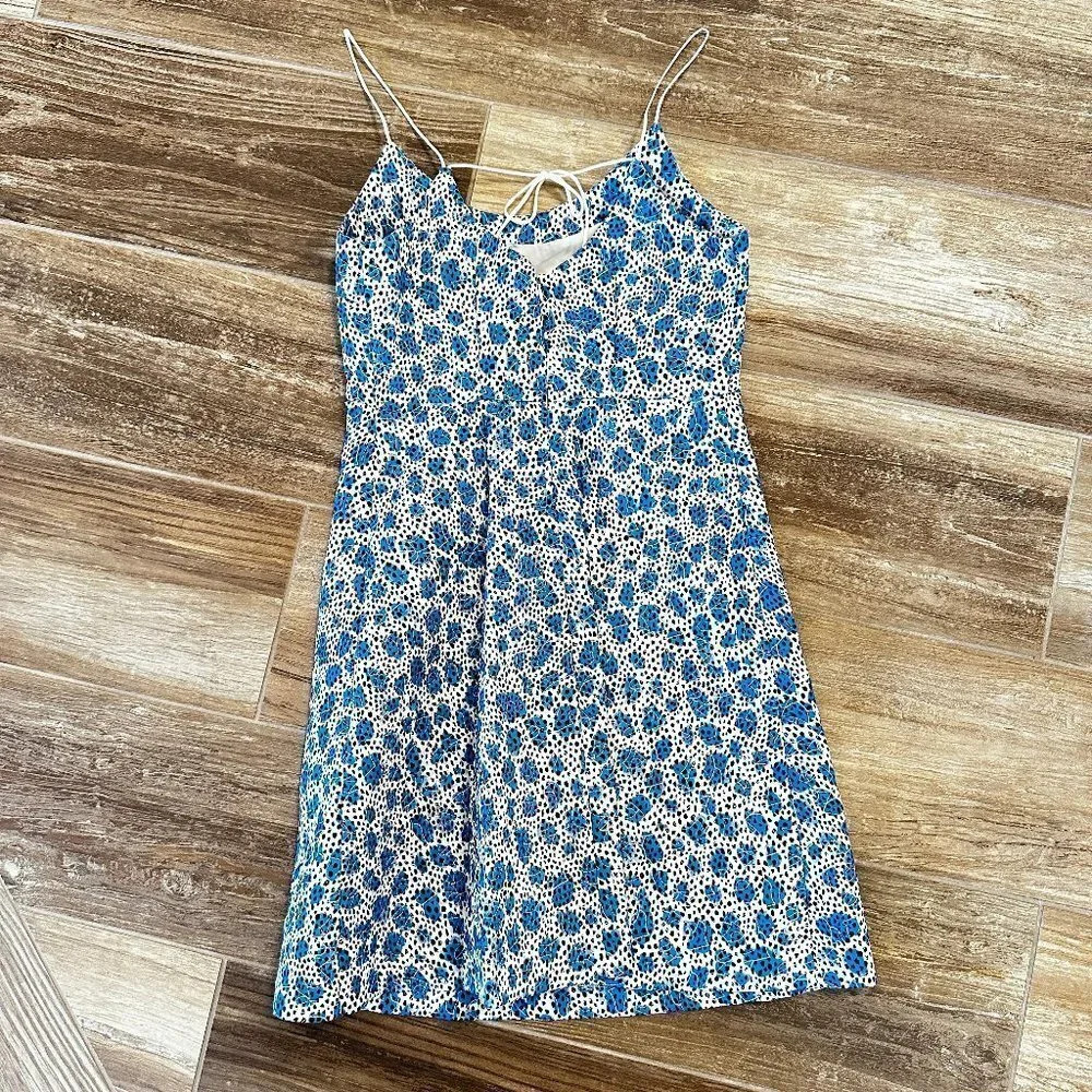 Opening Ceremony Blue Leopard Print Dress with Delicate Ties in Size 2 - NWT - Picture 2 of 5